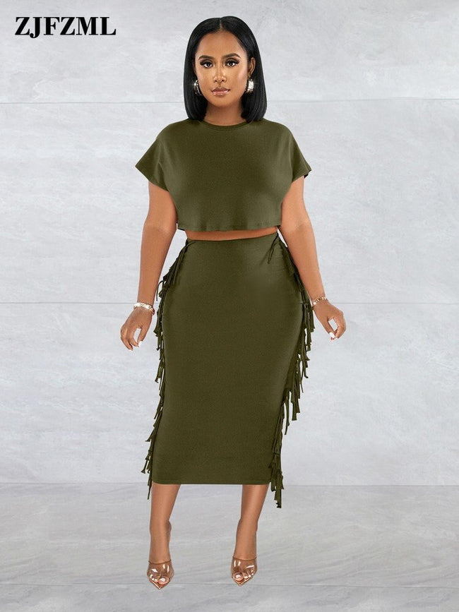 Tassel Fringe Skirt Set