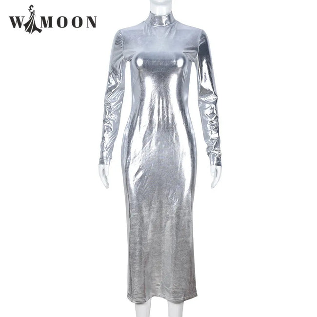 Reflective Glossy Bodycon Dress
