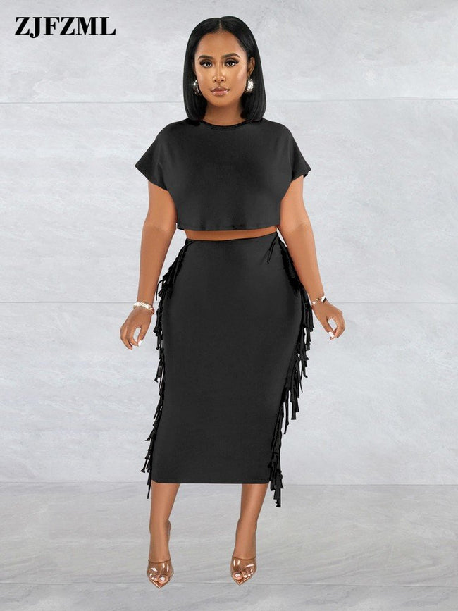 Tassel Fringe Skirt Set