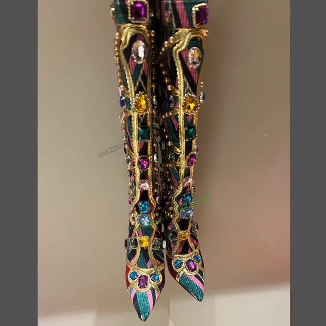 Crystal Chain Decor Boots