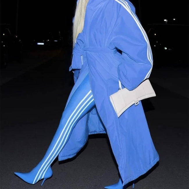 Three Stripes Over Knee Satin Boots