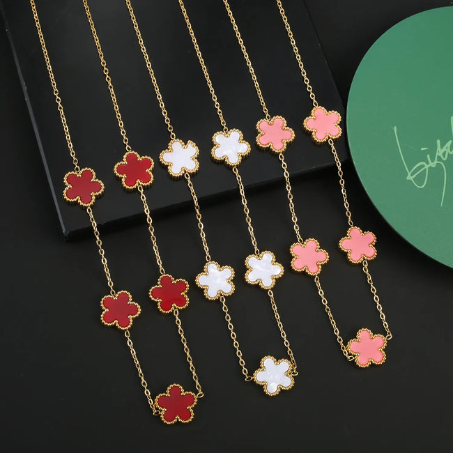 Five-leaf Flower Jewelry Set