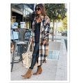 Women's Fashion Long Plaid Coat Autumn Shirt Coat Woolen Coat Streetwear Women Clothing Loose Coat Female Casual Jacket - Shoe Candy Shop
