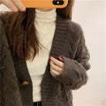 Thicken Women Knitted Cardigans Sweater 2022 New Fashion Female Clothing Tops Autumn Winter Long Sleeve Coat Button Solid Color - Shoe Candy Shop