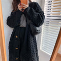 Thicken Women Knitted Cardigans Sweater 2022 New Fashion Female Clothing Tops Autumn Winter Long Sleeve Coat Button Solid Color - Shoe Candy Shop