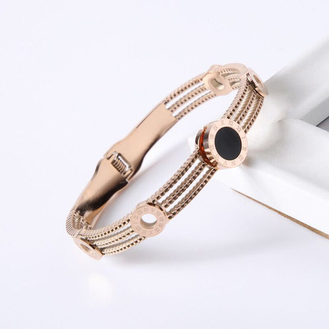 Round Stainless Steel Roman Numerals Bracelets - Shoe Candy Shop