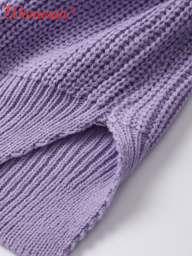 Turtleneck Split Women's Sweater Dress Loose Casual Long Sleeve Pullover  Ladies Sweaters Autumn Winter 2022 New Solid Dresses - Shoe Candy Shop