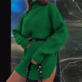 Turtleneck Split Women's Sweater Dress Loose Casual Long Sleeve Pullover  Ladies Sweaters Autumn Winter 2022 New Solid Dresses - Shoe Candy Shop