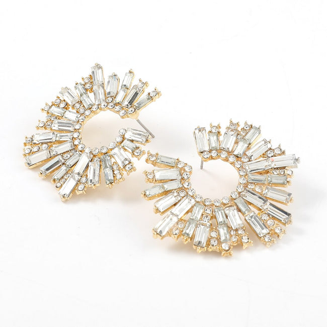 Rhinestone Sun Flower Shape Pendant Earrings - Shoe Candy Shop