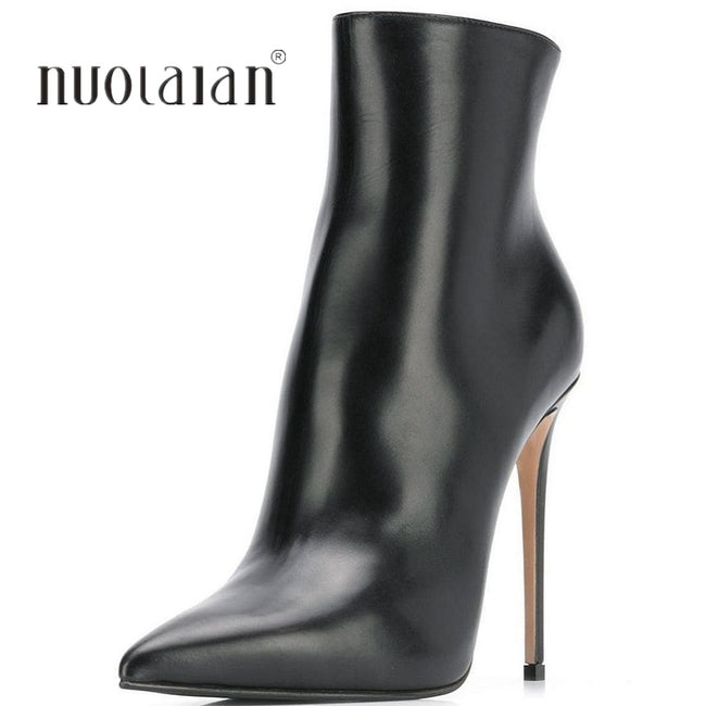 New Women Ankle Boots Sexy High Heels Designer Shoes For Women Motorcycle Boots Side Zipper Women's Ankle Botas Femininas - Shoe Candy Shop