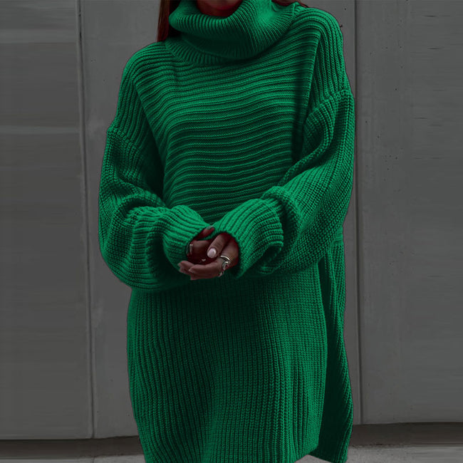 Turtleneck Split Women's Sweater Dress Loose Casual Long Sleeve Pullover  Ladies Sweaters Autumn Winter 2022 New Solid Dresses - Shoe Candy Shop