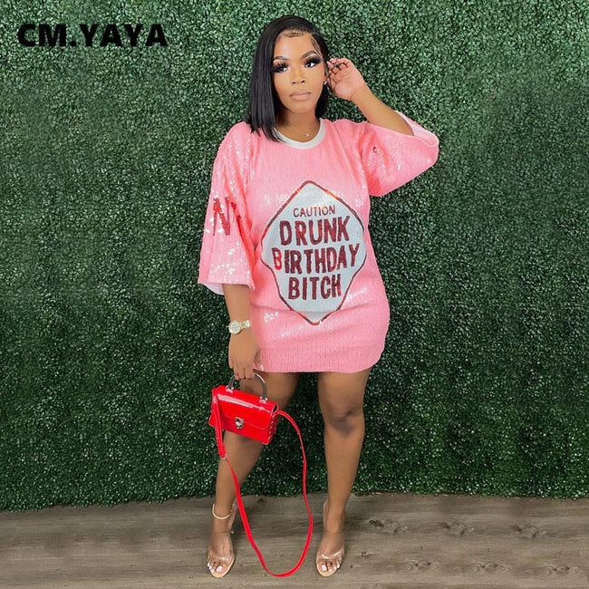 "Sequin Me" Loose T-shirt Style Mini Dress