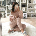 LW Plus Size Dropped Shoulder Knit Pants Set Women's Long Sleeve Knitted Casual Two-piece Sweater Long Sleeve Top Thick Sweaters - Shoe Candy Shop