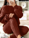 LW Plus Size Dropped Shoulder Knit Pants Set Women's Long Sleeve Knitted Casual Two-piece Sweater Long Sleeve Top Thick Sweaters - Shoe Candy Shop