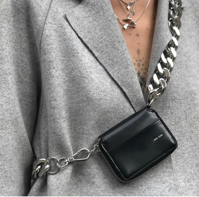 Shoulder bag thick metal chain