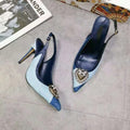 Blue Denim Gladiator Slingback High Heels