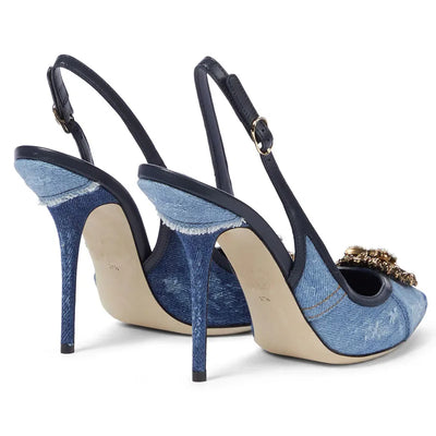 Blue Denim Gladiator Slingback High Heels