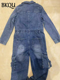 Denim Cargo Jumpsuit