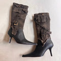 Vintage Pointed Belt Buckle Boots