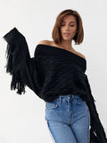 Thicken Tassel Off Shoulder Sweater