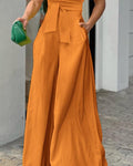 One Shoulder Wide Leg Long Jumpsuit