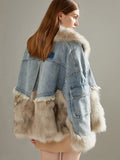 Large Fur Collar Jean Coat