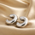 New Retro Stainless Steel Chunky C Shape Hoop Earrings