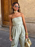 Strapless Jumpsuits With Belt