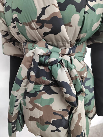 Women’s Camouflage Knitted Sleeve Parka Jacket