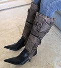 Vintage Pointed Belt Buckle Boots