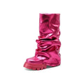 New Thick Sole High Heel Fashion Pleated Boots