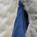 Oversized Detachable Denim Fox Fur Coat