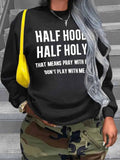 Half Hood Letter Print Sweatshirt