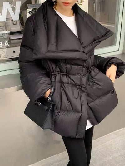 Large Lapel Collar Elegant Parka Duck Down Coat