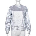 Silver Metallic PU Sweatshirt