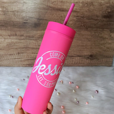 Let's Go Party Tumbler with Straw (Can Be Personalized)