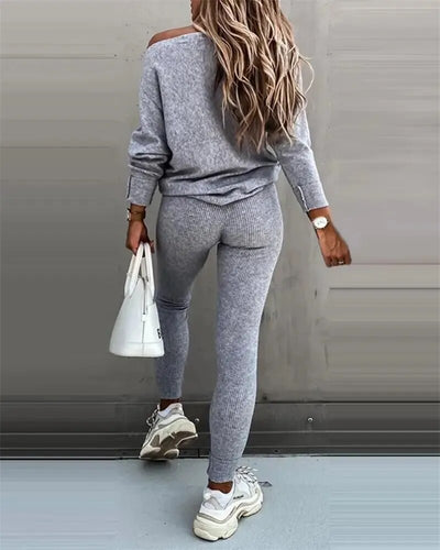 Slanted Shoulder Sweat Suit