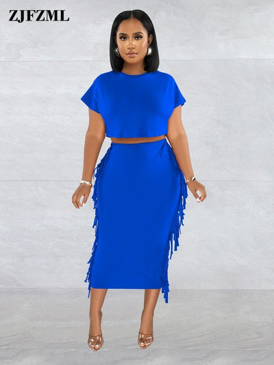 Tassel Fringe Skirt Set