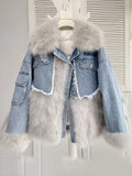 Large Fur Collar Jean Coat