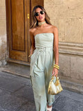 Strapless Jumpsuits With Belt