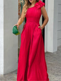 Elegant One Shoulder Ruffles Jumpsuit