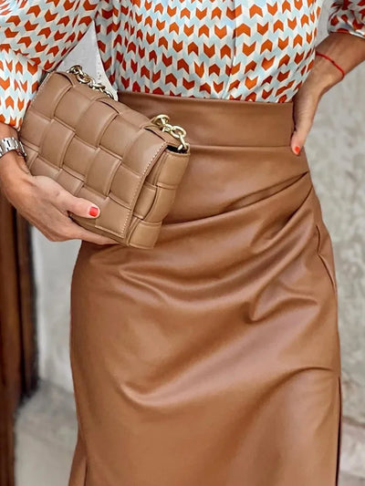 PU Leather Pencil Skirt