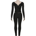 Off Shoulder Long Sleeve Skinny Pant Suit