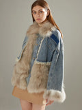 Large Fur Collar Jean Coat