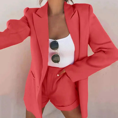 Casual Cardigan Blazer/Short Set