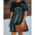 Women's Black Faux PU Leather Dress