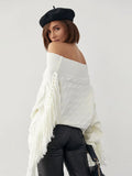 Thicken Tassel Off Shoulder Sweater