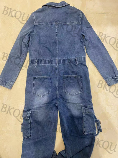 Denim Cargo Jumpsuit