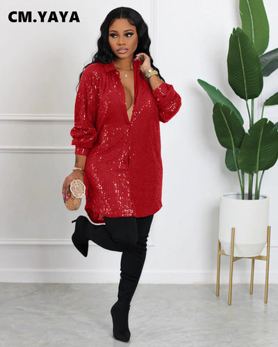 Fashion Sequined Long Sleeve Shirt