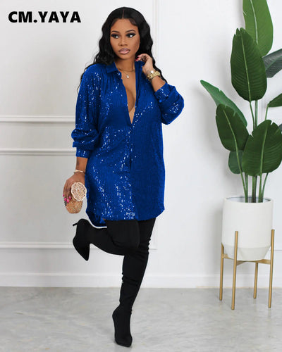 Fashion Sequined Long Sleeve Shirt